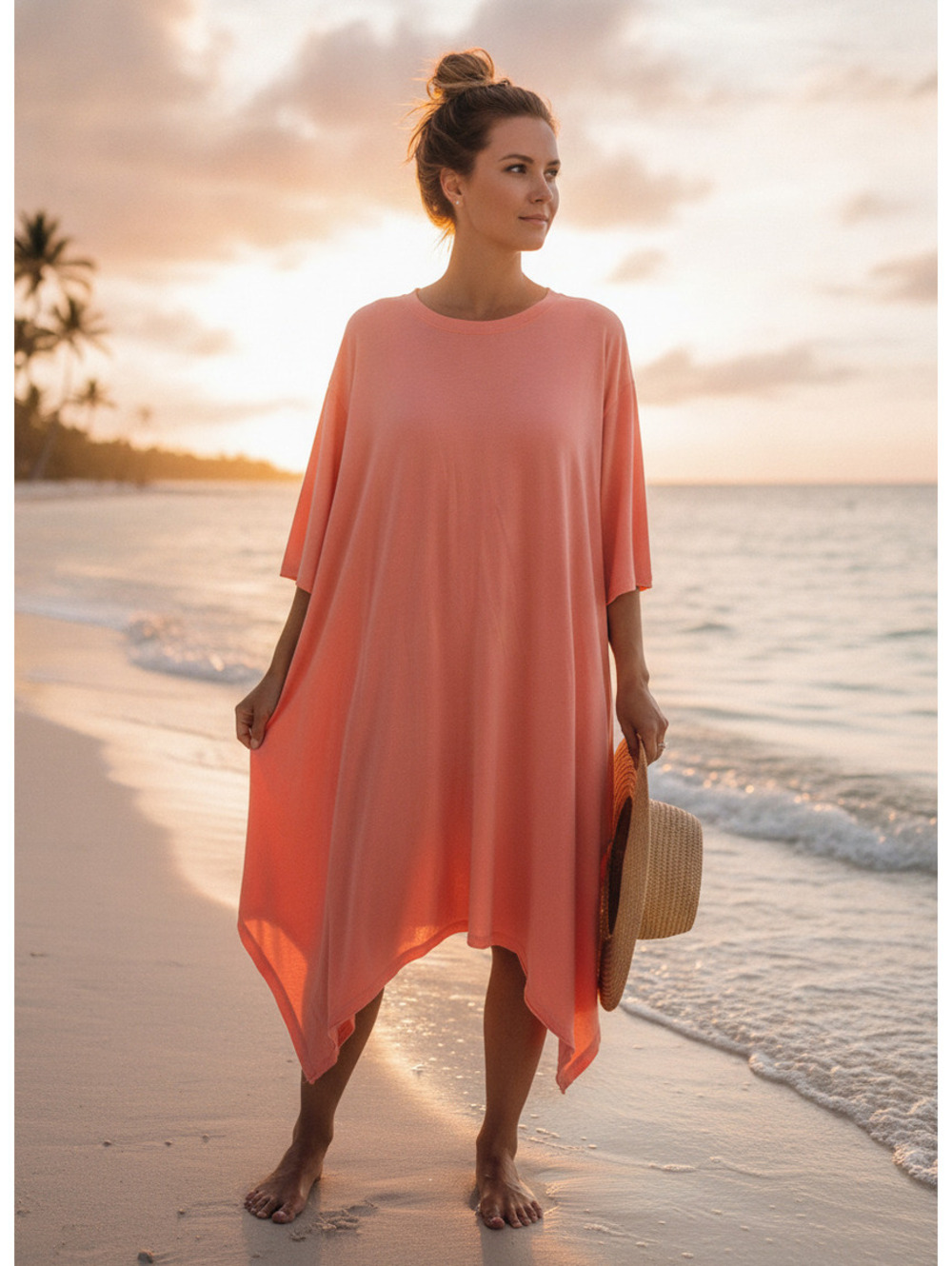 1589 - Free People Beach Oversized Coral Tunic Dress XS - NWOT